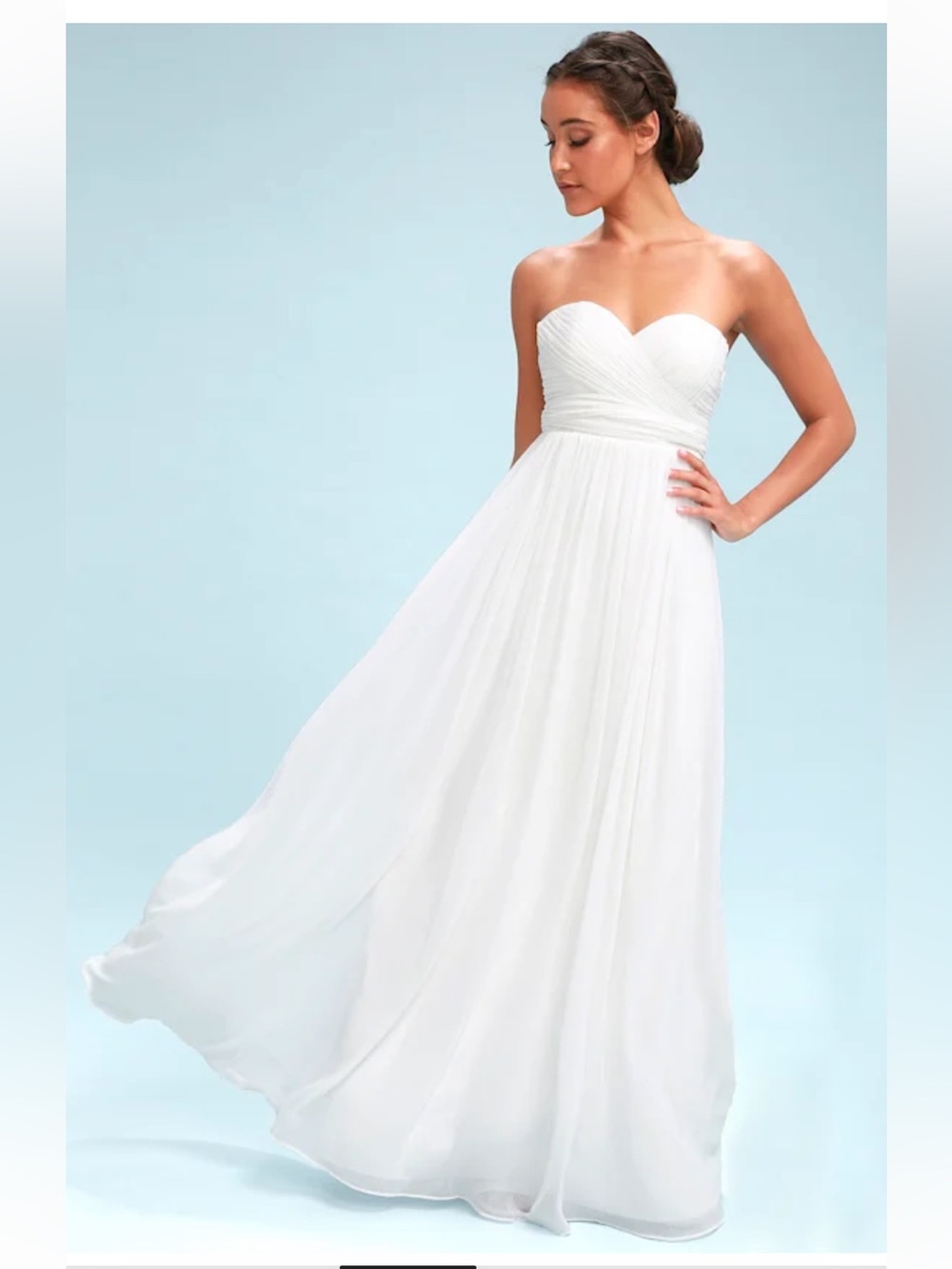 Lulus classical charm white maxi prom dress evening gown convertible strapless